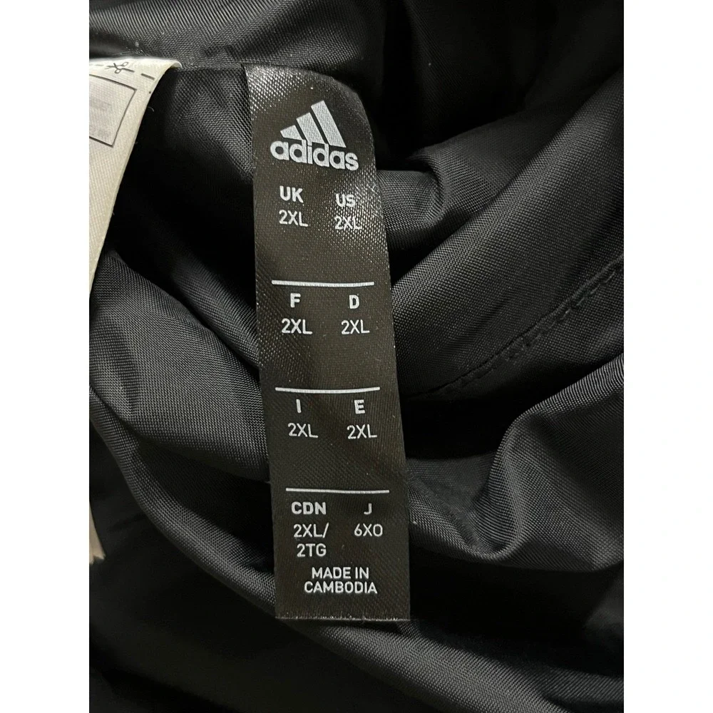 Adidas Reversible Hooded 3‎ Stripe Jacket Size 2XL Black Grey White Full zip
